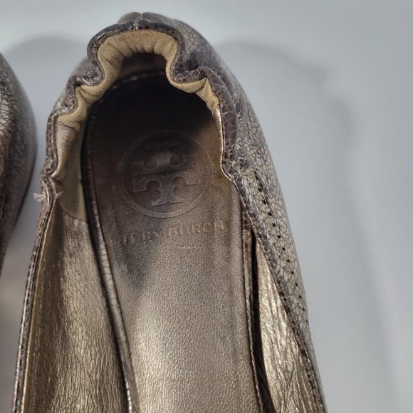 Tory Burch Reva Ballet Flat Silver Patent Leather NO SIZE TAG - Picture 10 of 12